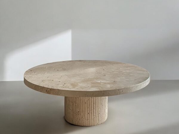 table basse ronde travertin beige