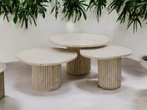 tables basses rondes travertin design vintage